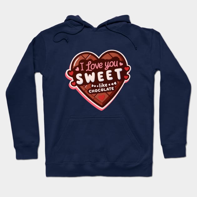 Happy Valentine's Day With Sweet Chocolate Heart - T-shirt for Couples Hoodie by Nine Tailed Cat